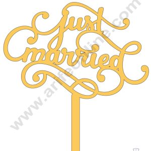 CAKE DECOR™ Golden Acrylic Cake Topper - Just Married ( SBMT-JM-003 )