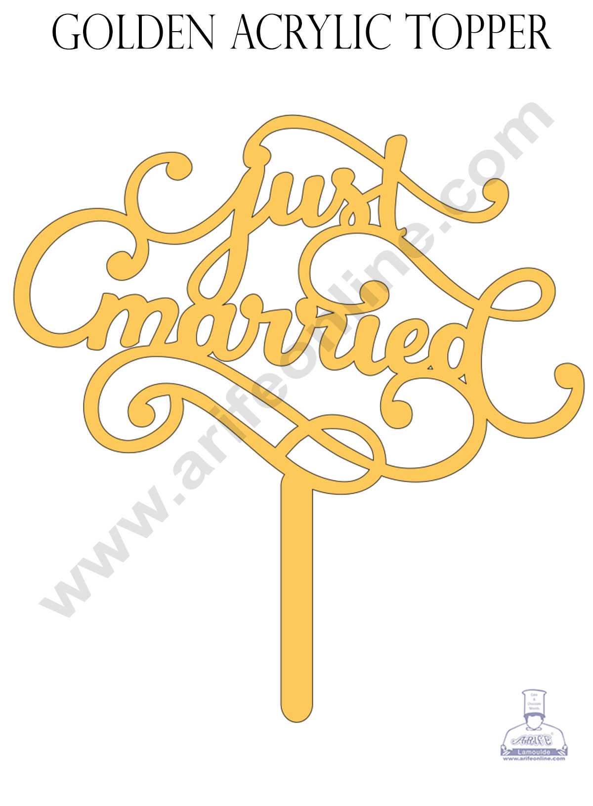 CAKE DECOR™ Golden Acrylic Cake Topper - Just Married ( SBMT-JM-003 )