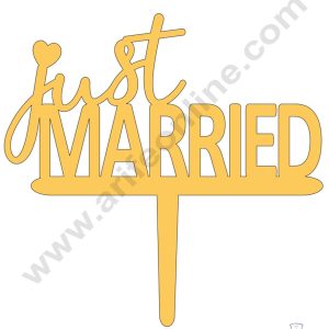 CAKE DECOR™ Golden Acrylic Cake Topper - Just Married ( SBMT-JM-004 )