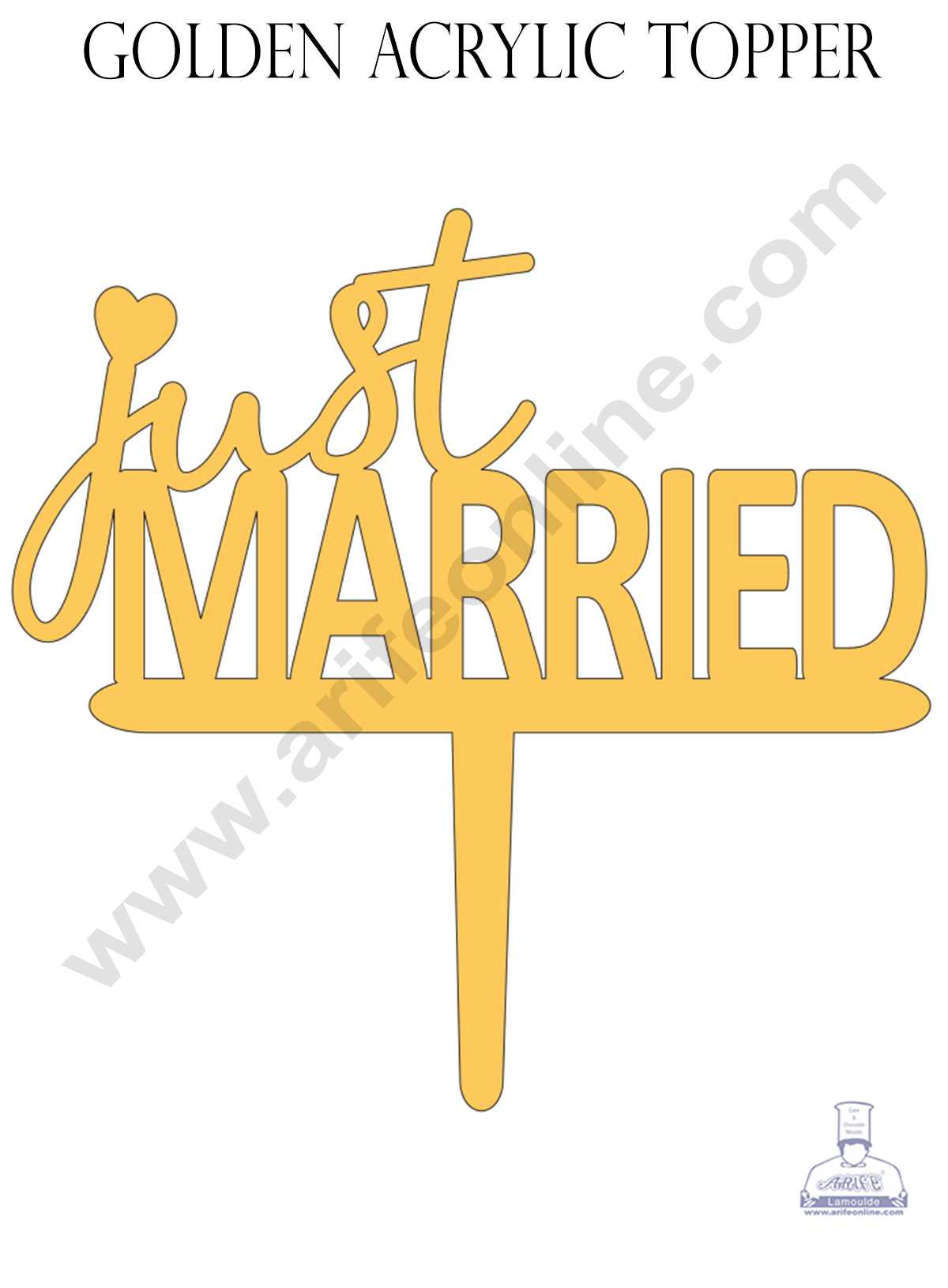 CAKE DECOR™ Golden Acrylic Cake Topper - Just Married ( SBMT-JM-004 )