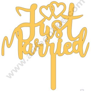 CAKE DECOR™ Golden Acrylic Cake Topper - Just Married ( SBMT-JM-005 )