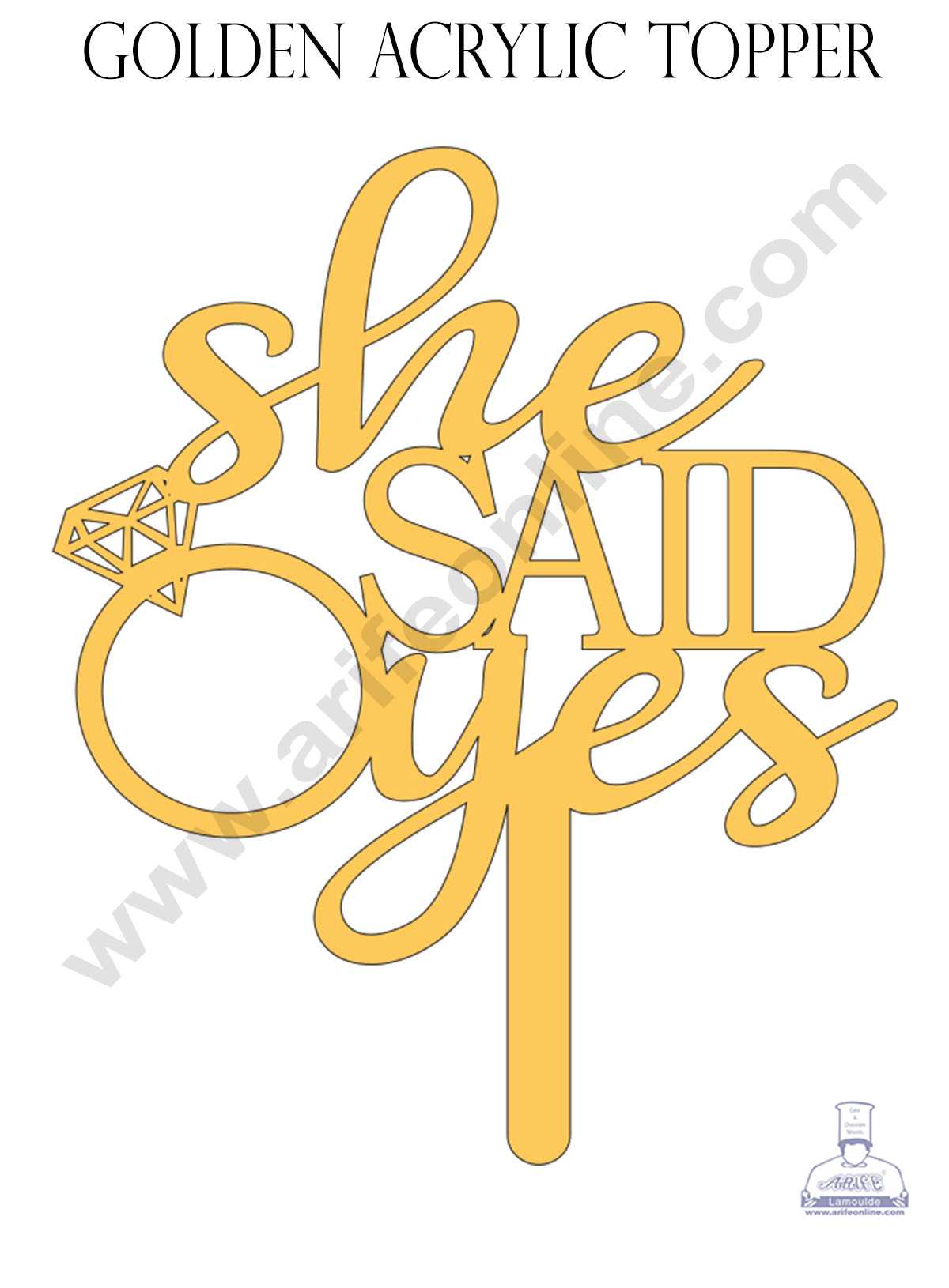 CAKE DECOR™ Golden Acrylic Cake Topper - She Said Yes ( SBMT-SSY-003 )