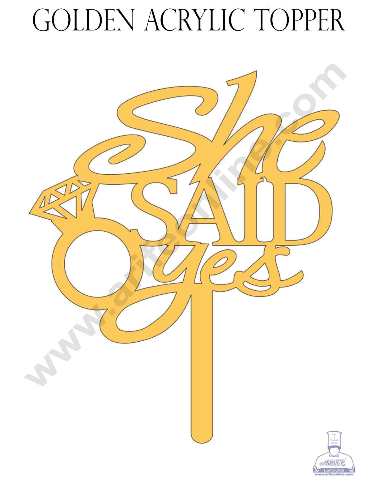 CAKE DECOR™ Golden Acrylic Cake Topper - She Said Yes ( SBMT-SSY-004 )