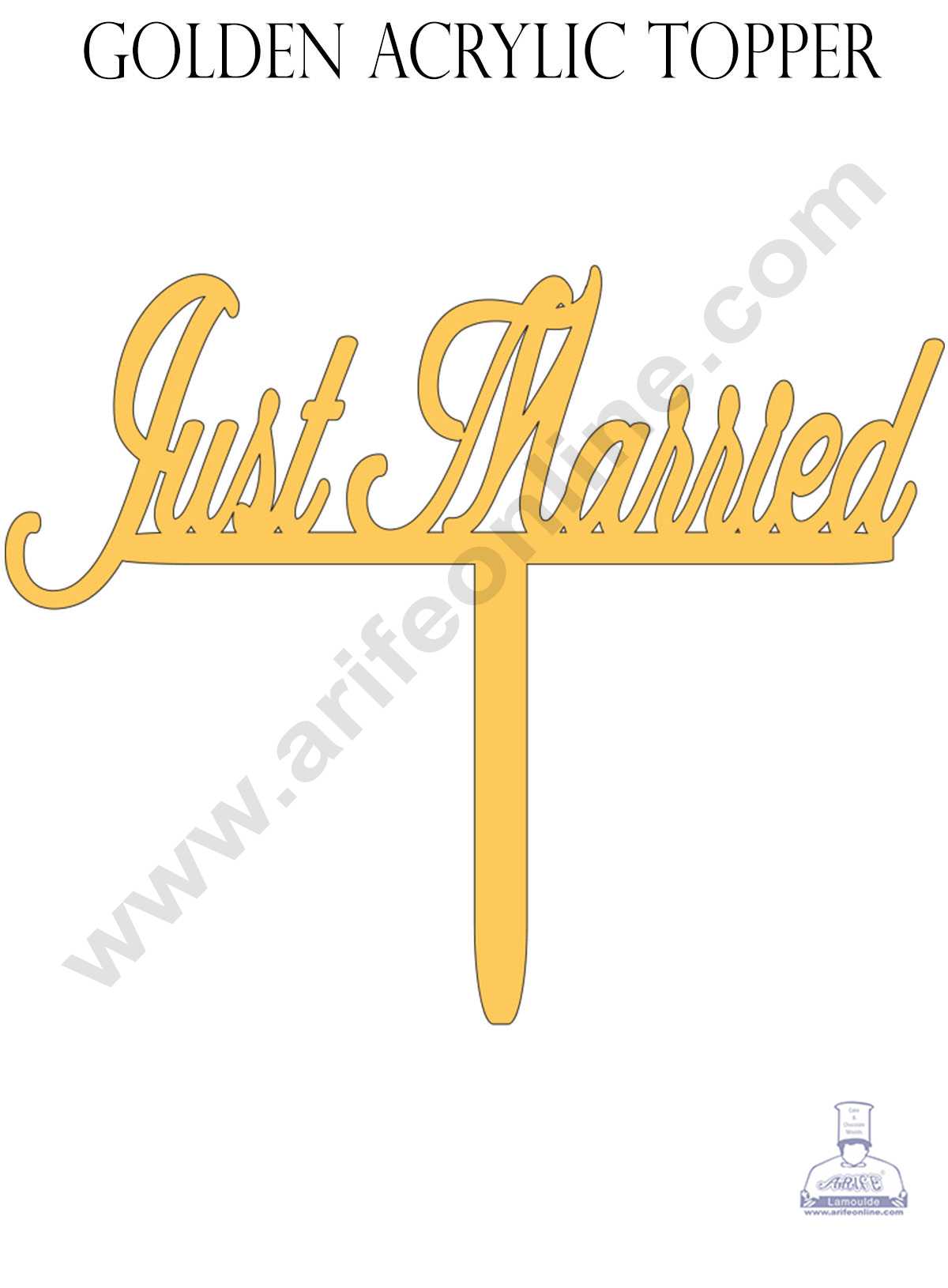 CAKE DECOR™ Golden Acrylic Cake Topper – Just Married ( SBMT-JM-001 )