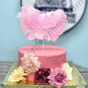 CAKE DECORβ’ Heart Feather Topper For Cake Decorations - Pink ( 1 pc Pack )