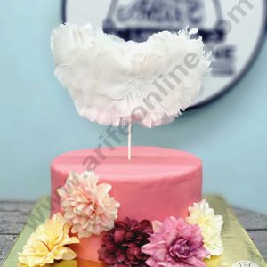 CAKE DECORβ’ Heart Feather Topper For Cake Decorations - White ( 1 pc Pack )