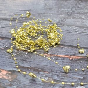 CAKE DECOR™ Heart Pearl Bead String For Cake Decoration – Gold ( 4 Meter )