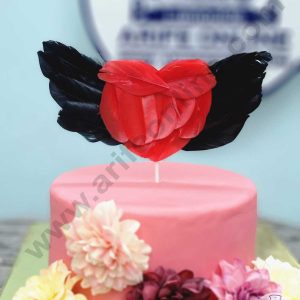 CAKE DECORβ’ Heart Wing Feather Topper For Cake Decorations - Black ( 1 pc Pack )