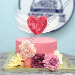 CAKE DECORβ’ Heart Wing Feather Topper For Cake Decorations - White ( 1 pc Pack )