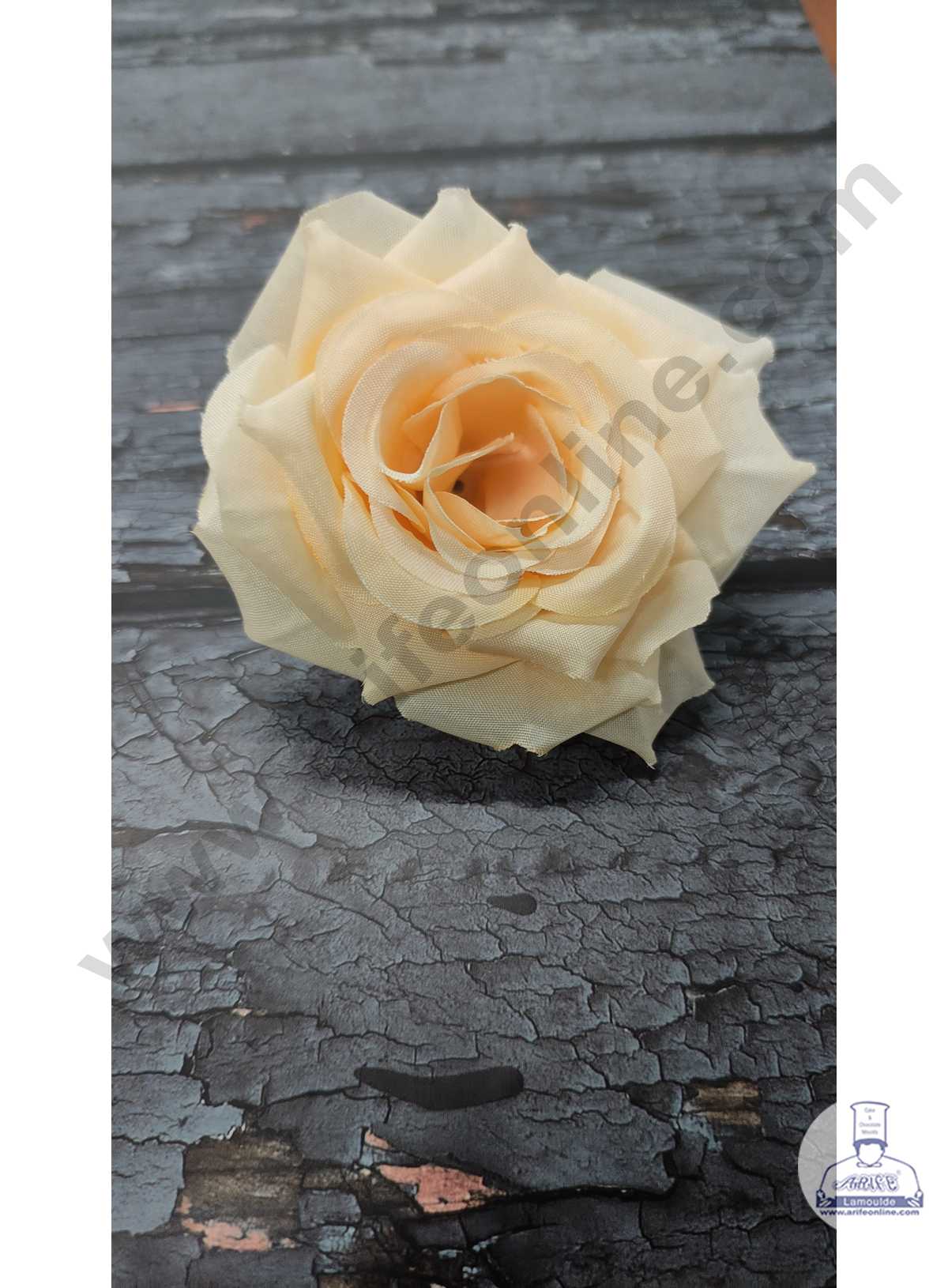 CAKE DECOR™ Large Rose Artificial Flower For Cake Decoration – Light Yellow ( 5 pc pack )