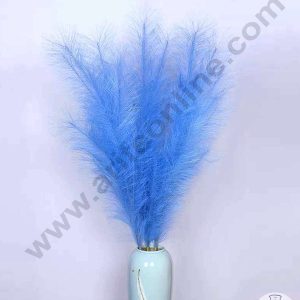 CAKE DECOR™ Light Blue Color Artificial Dried Pampas Grass For Cake Decoration Bouquet Wedding Party Centerpieces Decorative – Light Blue (1 Stick)