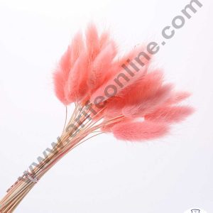 CAKE DECOR™ Light Red Color Natural Bunny Tails For Cake Decoration Bouquet Wedding Party Centerpieces Decorative – Light Red (50 pcs pack)