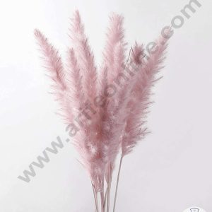 CAKE DECOR™ Light Pink Color Natural Dried Reed Plumes For Cake Decoration Bouquet Wedding Party Centerpieces Decorative – Light Pink (1 Stick)