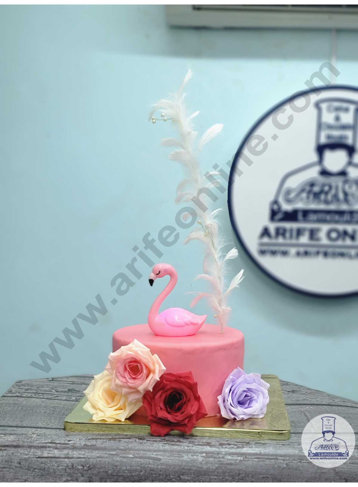 CAKE DECOR™ Long Stick Feather With Pearl Beads Topper For Cake Decorations - White ( 1 pc Pack )