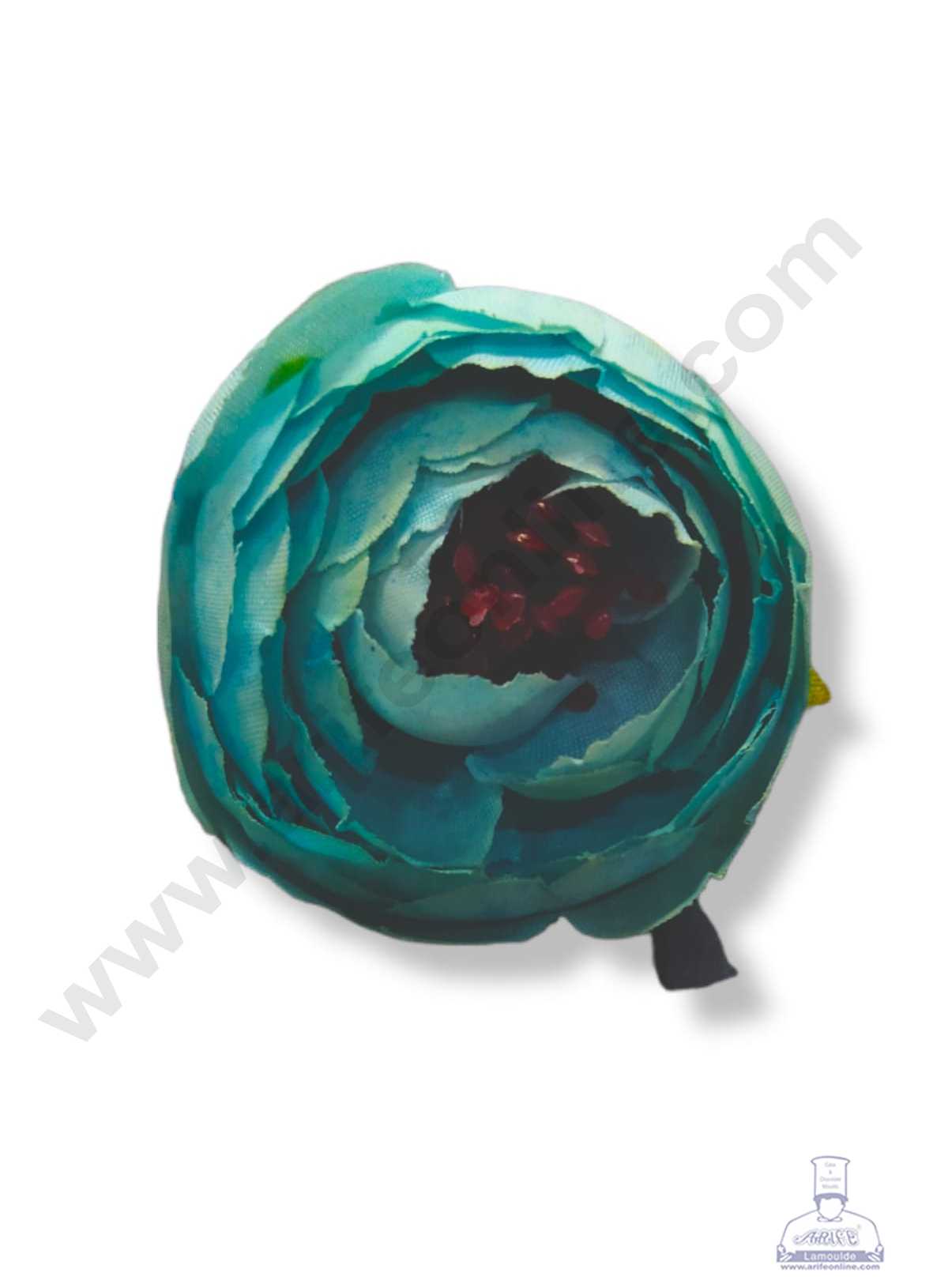 CAKE DECOR™ Medium Peony Artificial Flower For Cake Decoration – Light Blue ( 10 pc pack )