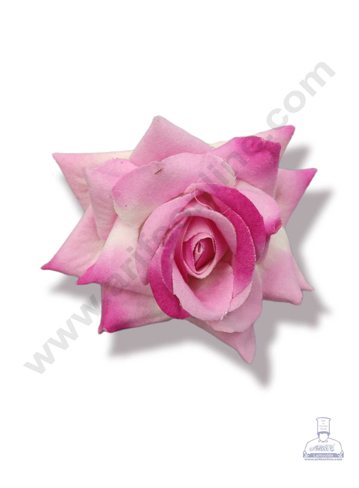 CAKE DECOR™ Medium Velvet Rose Artificial Flower For Cake Decoration – Pink ( 10 pcs Pack )