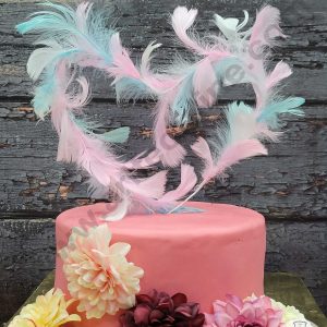 CAKE DECORβ’ Multi-Color Rod Feather Topper For Cake Decorations - Pink Blue ( 1 pc Pack )