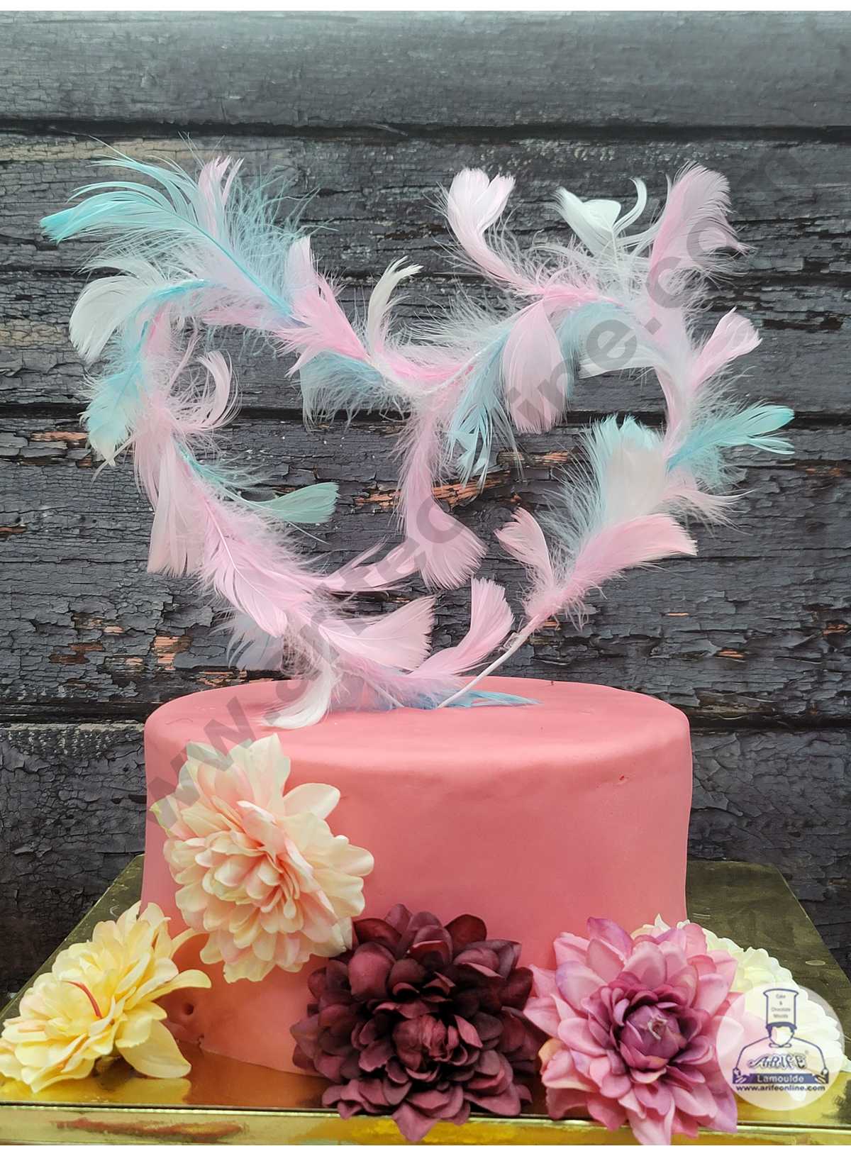 CAKE DECOR™ Multi-Color Rod Feather Topper For Cake Decorations -  Pink Blue ( 1 pc Pack )