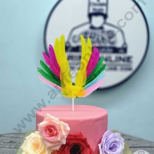 CAKE DECORβ’ Multi-Color Wing Feather Topper For Cake Decorations - Multicolor ( 1 pc Pack )