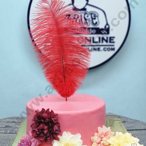 CAKE DECORβ’ Ostrich Feather Topper For Cake Decorations - Red ( 1 pc Pack )