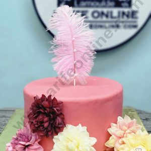 CAKE DECORβ’ Ostrich Feather With Pearls Topper For Cake Decorations - Pink ( 1 pc Pack )