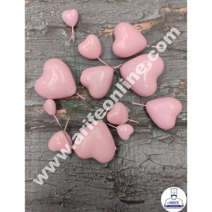 CAKE DECOR™ Pink Faux Heart Topper For Cake and Cupcake Decoration - ( 12 pcs Pack )