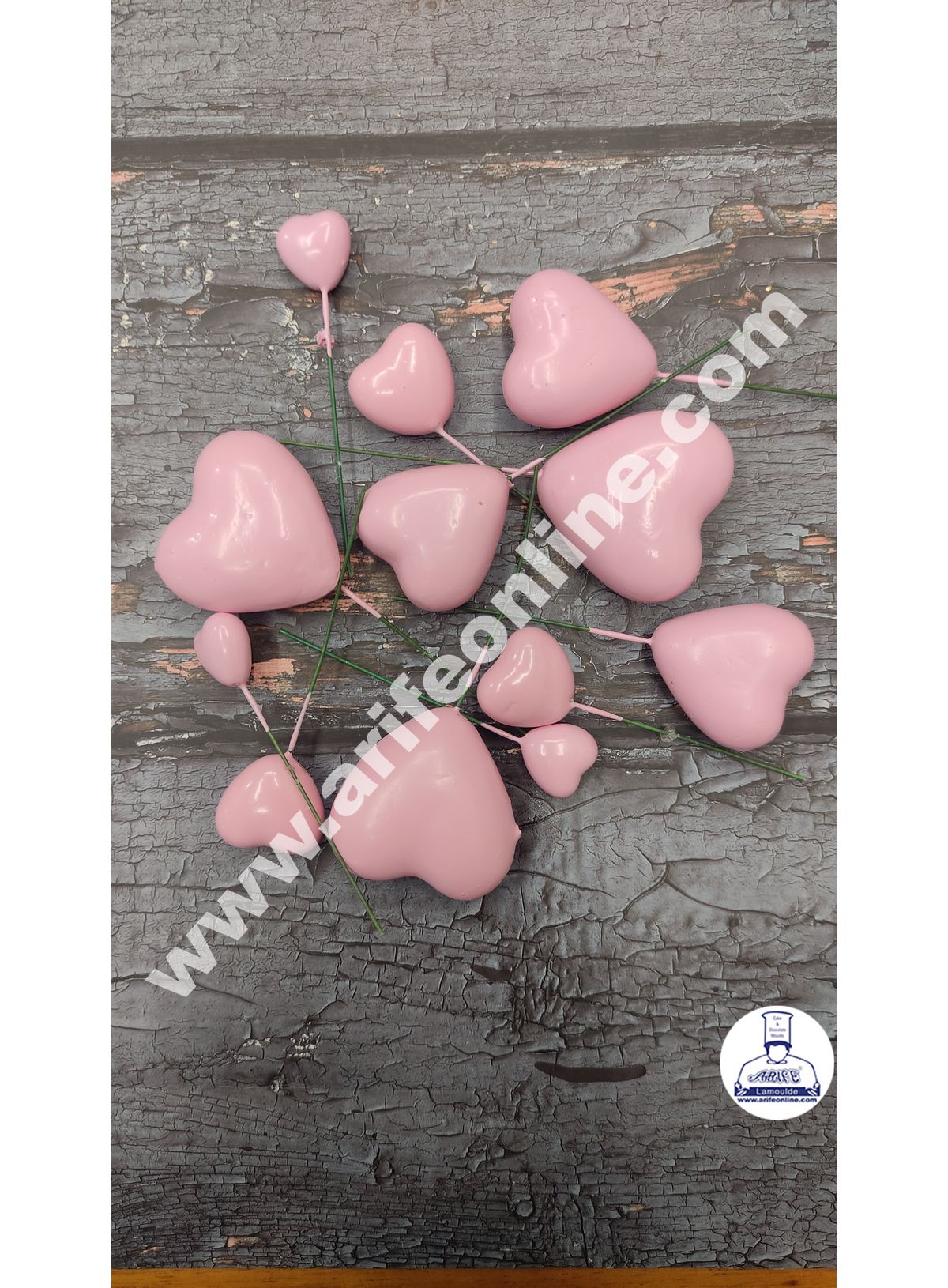 CAKE DECORβ’ Pink Faux Heart Topper For Cake and Cupcake Decoration - ( 12 pcs Pack )