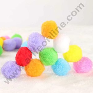 CAKE DECOR™ Pom Pom Balls For Cake Decoration – Assorted Colors ( 10 pc pack )