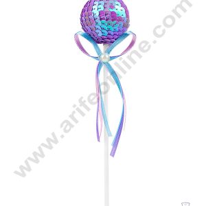 CAKE DECOR™ Purple Bling Bling Sequence Lollipop Ball Toppers For Cake and Cupcake Decoration