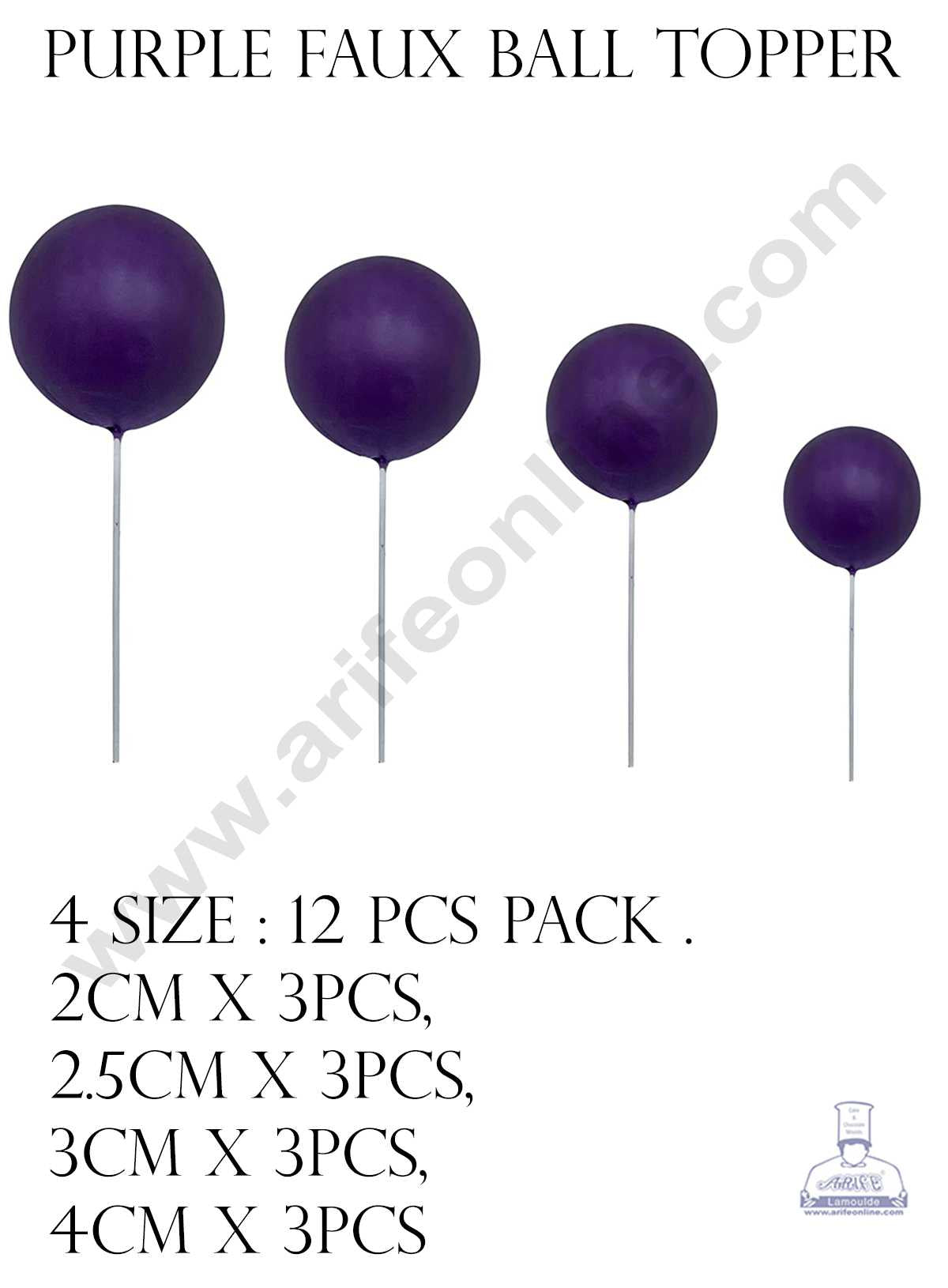 CAKE DECORβ’ Purple Faux Balls Topper For Cake and Cupcake Decoration - ( 12 pcs Pack )