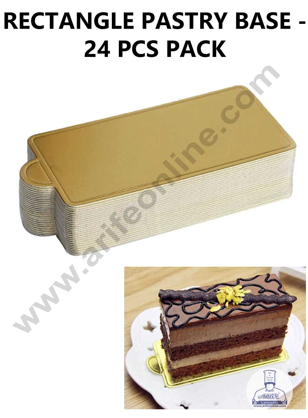 CAKE DECORβ’ Rectangle Pastry Base Boards - Gold ( 24 Pcs Pack )