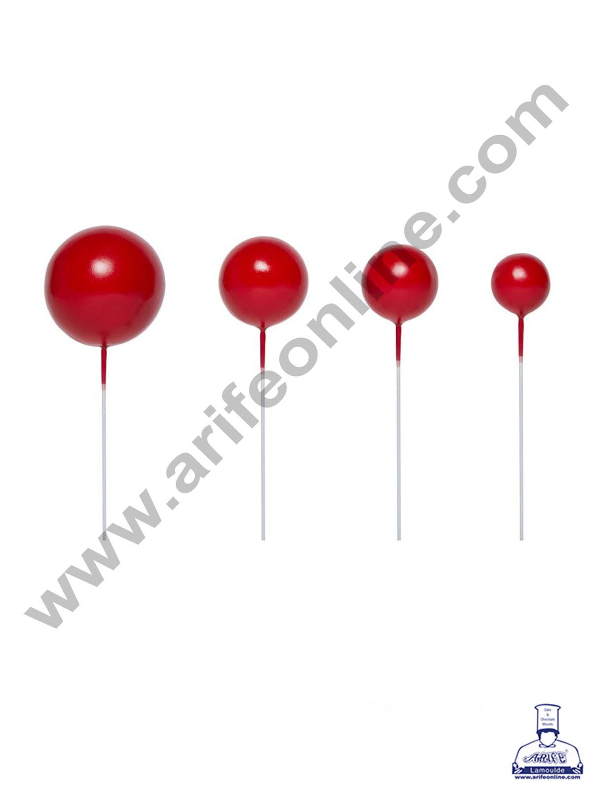 CAKE DECOR™ Red Faux Balls Topper For Cake and Cupcake Decoration - 20 pcs Pack (SB-RedBall-20)