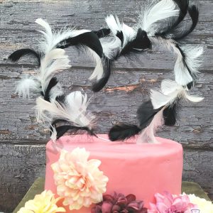 CAKE DECORβ’ Multi-Color Rod Feather Topper For Cake Decorations - Black White ( 1 pc Pack )