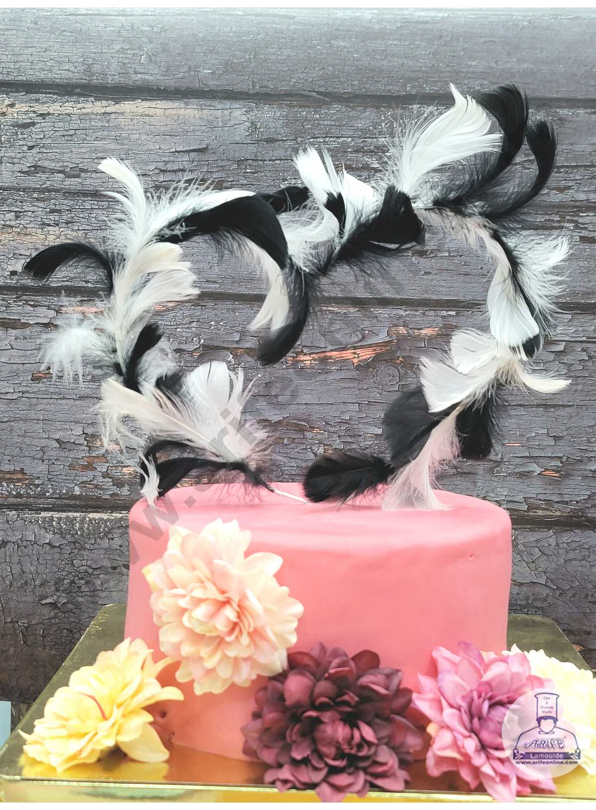 CAKE DECORβ’ Multi-Color Rod Feather Topper For Cake Decorations - Black White ( 1 pc Pack )