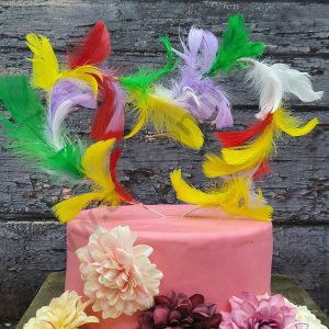 CAKE DECORβ’ Multi-Color Rod Feather Topper For Cake Decorations - Red Yellow Green ( 1 pc Pack )