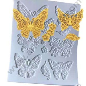 CAKE DECOR™ Silicon 10 Cavity Butterfly and Small Leafs Silicone Fondant Mold Silicon Marzipan Mould SBSP-DYF6282