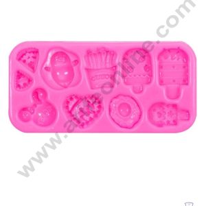 CAKE DECOR™ Silicon 10 Cavity Ice Cream Potato Pizza Slice Shape Silicone Fondant Mold Silicon Marzipan Mould SBSP‐DYF6401