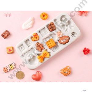 CAKE DECOR™ Silicon 17 Cavity Bow Heart Baby Ice Cream Shape Silicone Fondant Mold Silicon Marzipan Mould SBSP‐DYF6013