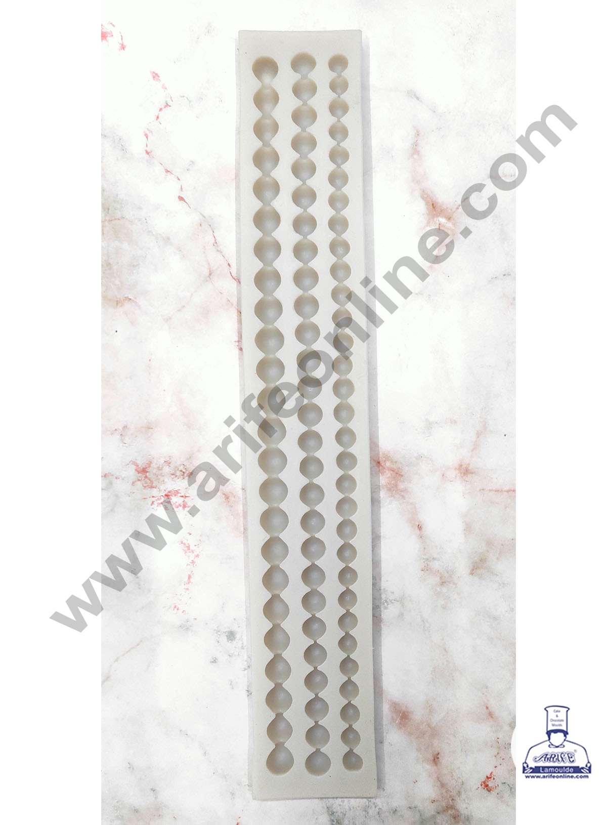CAKE DECOR™ Silicon 3 Cavity 3D Long Bead Pearl Silicone Fondant Mold Cake Edge Decoration Marzipan Mould SBSP‐F1651F‐L