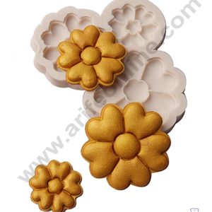 CAKE DECOR™ Silicon 3 Cavity Flower Shape Silicone Fondant Mold Silicon Marzipan Mould SBSP‐DYF6835