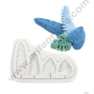 CAKE DECOR™ Silicon 4 Cavity Different Palm Leaf Shapes Silicone Fondant Mold Marzipan Mould SBSP‐DYF6819