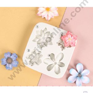 CAKE DECOR™ Silicon 4 Cavity Flowers Shape Silicone Fondant Mold Silicon Marzipan Mould SBSP-DYF6017