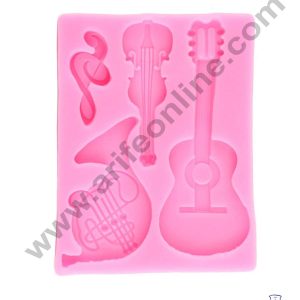 CAKE DECOR™ Silicon 4 Cavity Music Instruments Silicone Fondant Mold Marzipan Mould SBSP‐F1653F
