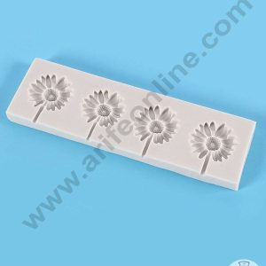 CAKE DECOR™ Silicon 4 Cavity Sunflower Shape Silicone Fondant Mold Lollipop Mold Silicon Marzipan Mould SBSP-DYF6129