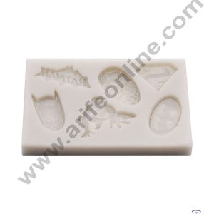 CAKE DECOR™ Silicon 6 Cavity Batman Spiderman logo Silicone Fondant Mold Marzipan Mould SBSP-F1654F