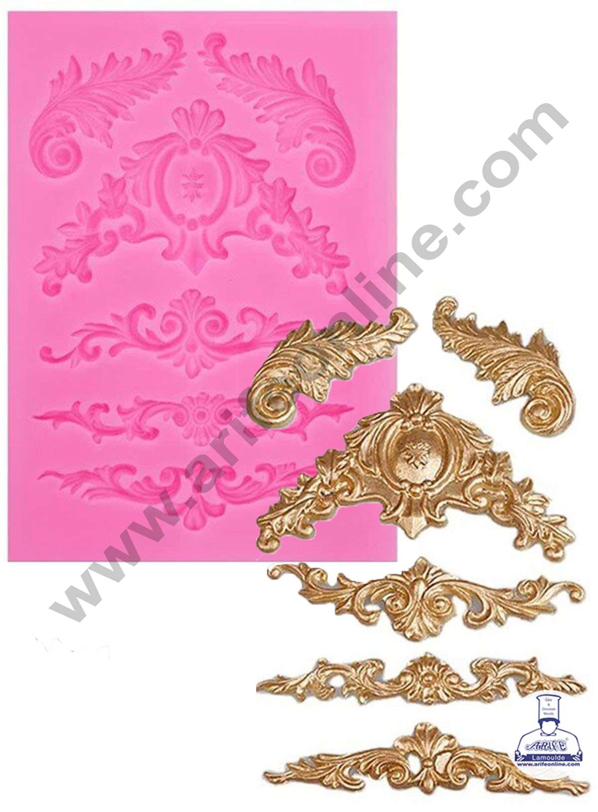 CAKE DECOR™ Silicon 6 Cavity Big Sculpted Vintage Flower Lace Silicone Fondant Mould Marzipan Mould SBSP-F012FBIG