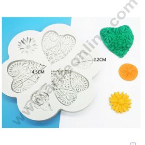 CAKE DECOR™ Silicon 6 Cavity Flower Heart Silicone Fondant Mold Silicon Marzipan Mould SBSP-DYF6127