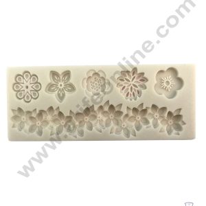 CAKE DECOR™ Silicon 6 Cavity Flower and Flower Lace Shapes Silicone Fondant Mold Marzipan Mould SBSP‐DYF6080