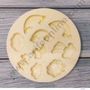 CAKE DECOR™ Silicon 9 Cavity Cloud and Rainbow Silicone Fondant Mold Silicon Marzipan Mould SBSP‐DYF6528