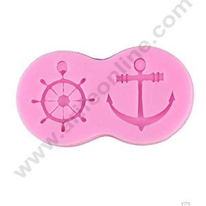 CAKE DECOR™ Silicone 2 Cavity Rudder And Anchor Shape Pink Fondant Marzipan Mould